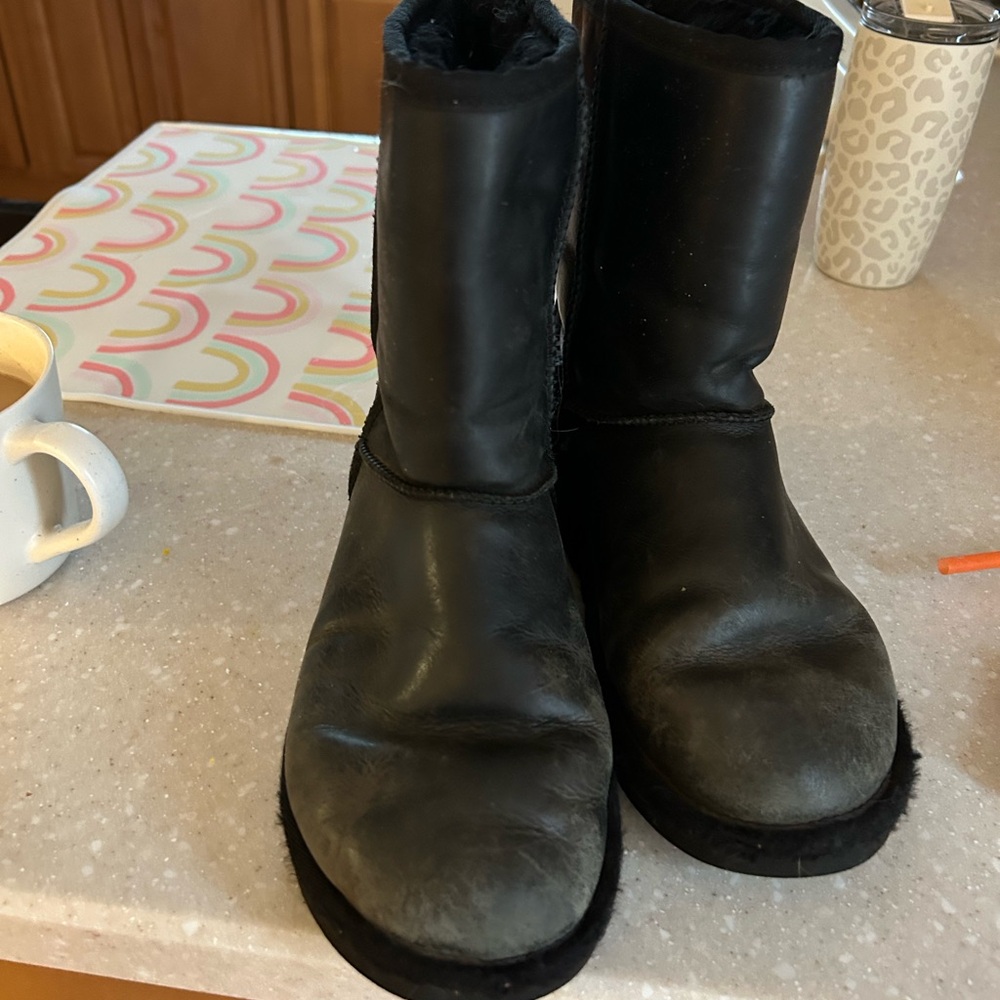 Black leather Uggs